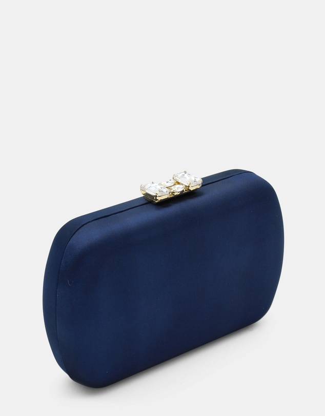 Morgan & Taylor - Posey Satin Clutch in Navy Blue