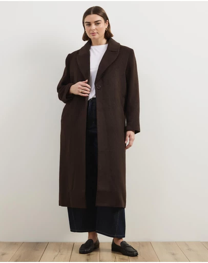 Atmos&Here Curvy - Ally Wool Blend Longline Coat