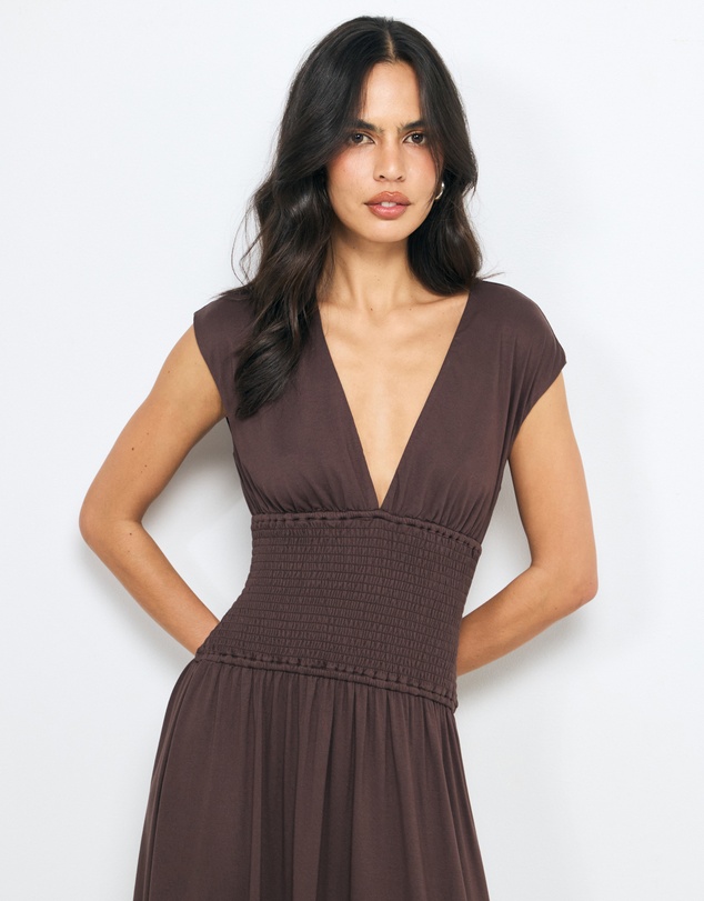 AERE - Cora Shirred Waist Maxi Dress