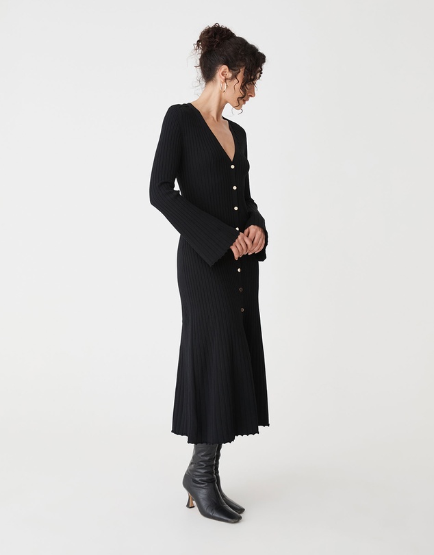 Forcast - Danica V-Neck Rib Knit Dress