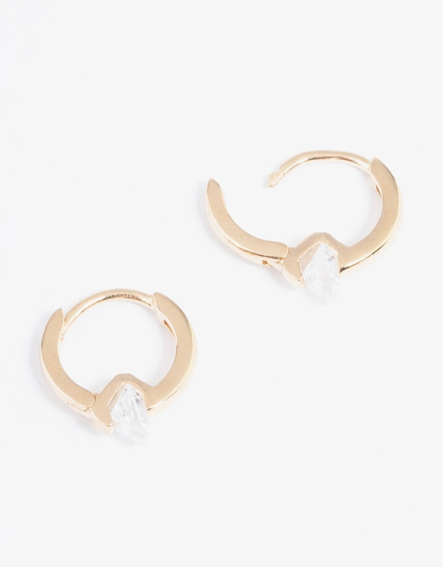 Lovisa - Gold Plated Sterling Silver Round Cubic Zirconia Huggie Earrings