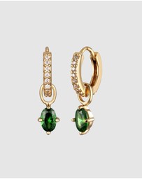 Elli Jewelry - Earrings Creole with Oval Zirconia 925 Sterling Silver Gold-plated