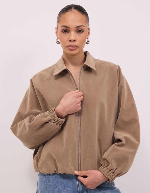 Calli - Hayden Faux Suede Bomber Jacket