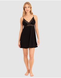Oh!Zuza - Viscose & Lace Short V Neck Babydoll Chemise
