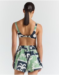 Poolside Paradiso - Beachcomber 100% Linen Slit Short - Palm