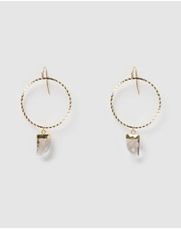 Miz Casa and Co - Stone Charm Hoop Earrings