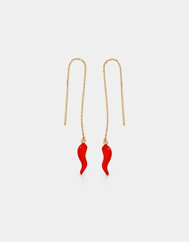 Zoe Olivia - 9K Gold Red Horn Threader Earings