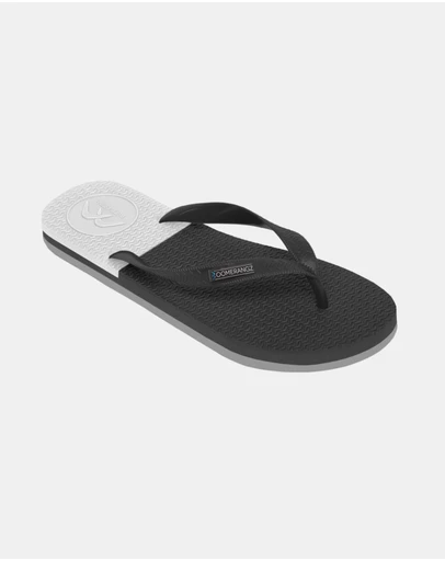 Boomerangz Footwear - Men's Black/Grey/White Thongs with arch support and 2 x interchangeable straps