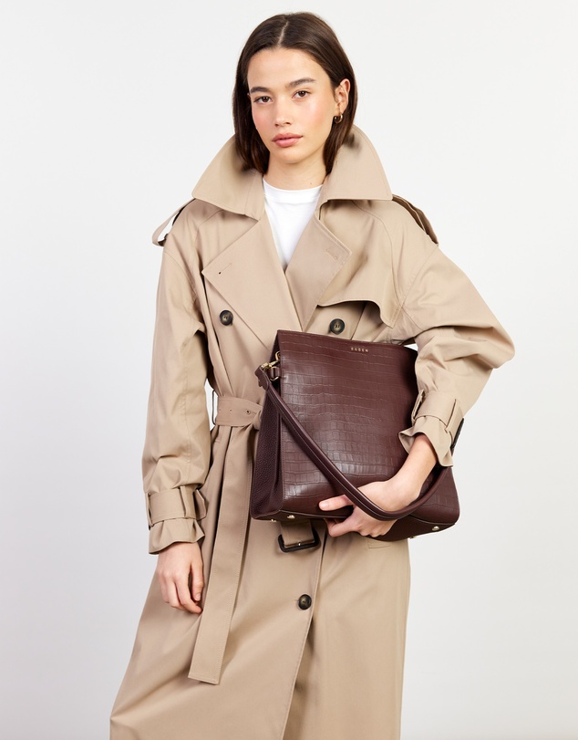 SABEN - Beatrice Shoulder Bag Espresso Croc
