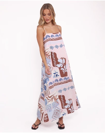 Petal & Pup - Elaris Maxi Dress - Blue Brown Abstract