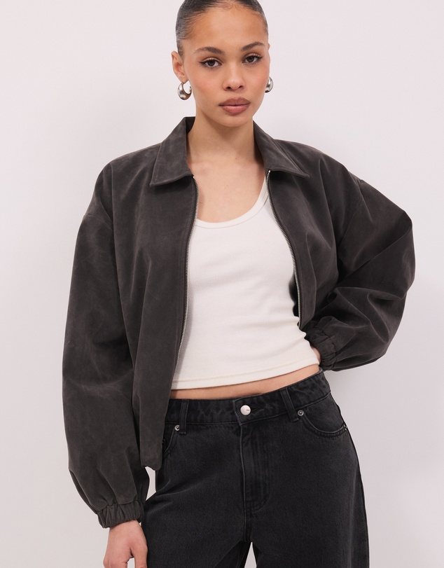 Calli - Hayden Faux Suede Bomber Jacket