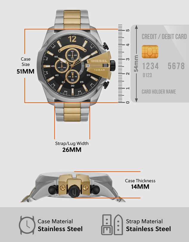 Diesel - Mega Chief Two Tone Chronograph Watch