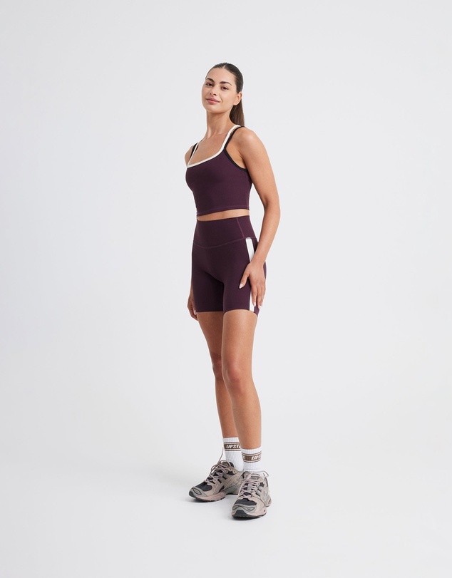 Upstate - Air Sculpt Strappy Layered Tank - Merlot