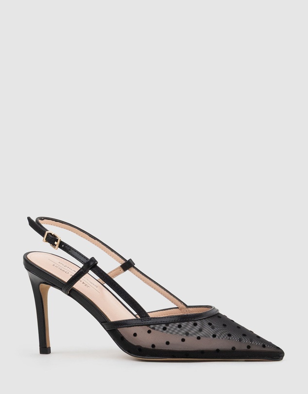 Edward Meller - ALECIA85 Dot Mesh Posted Slingback