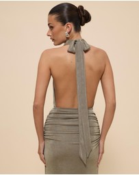 CHANCERY - Draped Bodice Halter Jersey Dress