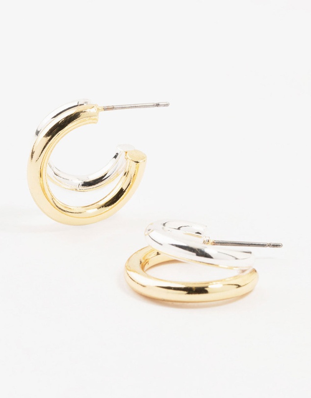 Lovisa - Mixed Metals Graduating Hoop Earrings