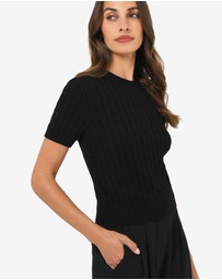 Forcast - Anita Short Sleeve Cable Knit