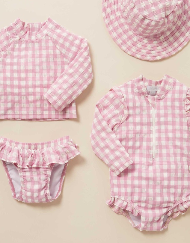 Purebaby - Printed Frilly Long Sleeve Swimsuit -Kids-Babies