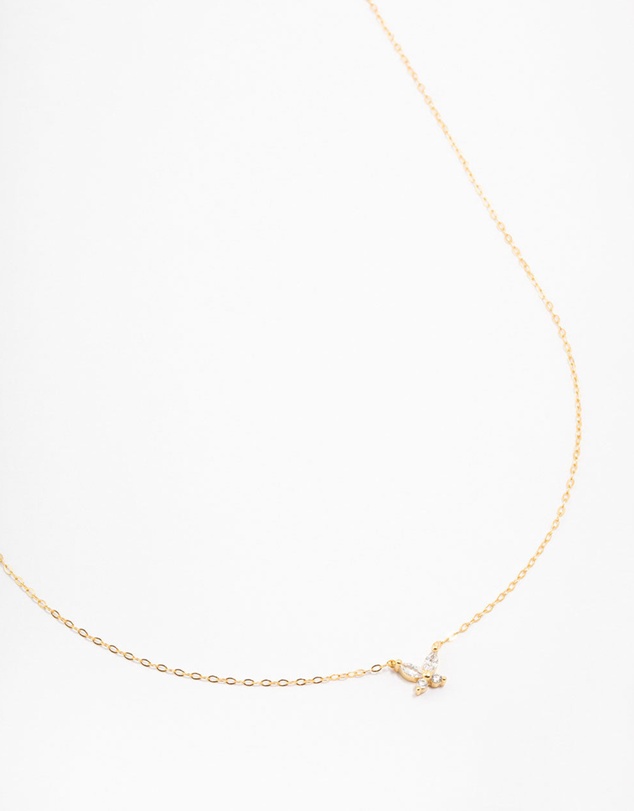 Lovisa - Gold Plated Sterling Silver Cubic Zirconia Mini Butterfly Necklace