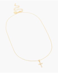Lovisa - Waterproof Gold Plated Stainless Steel Cubic Zirconia Fine Cross Necklace