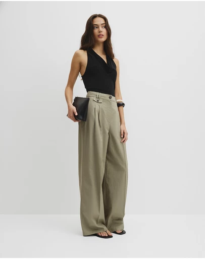 Country Road - Cotton Blend Pleat Front Pant