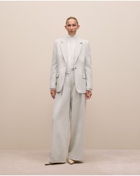 Trenery - Italian Wool Blend Single Breasted Blazer in Light Grey Marle