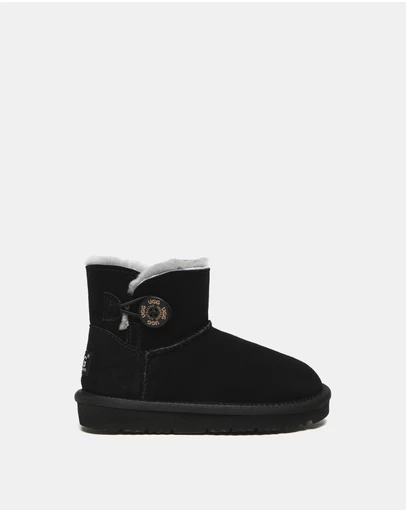 EVERAU - Australian Shepherd Ugg Nolan Kids Mini Button Cow Suede Upper UGG Boots
