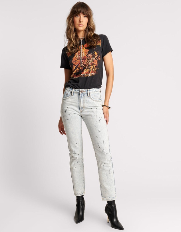 ONE TEASPOON - Florence Painted High Waist Awesome Baggies Straight Leg Jeans