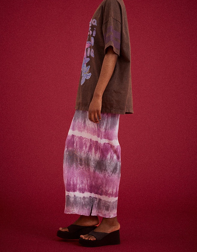 KINGA CSILLA - Purple Wave Column Skirt