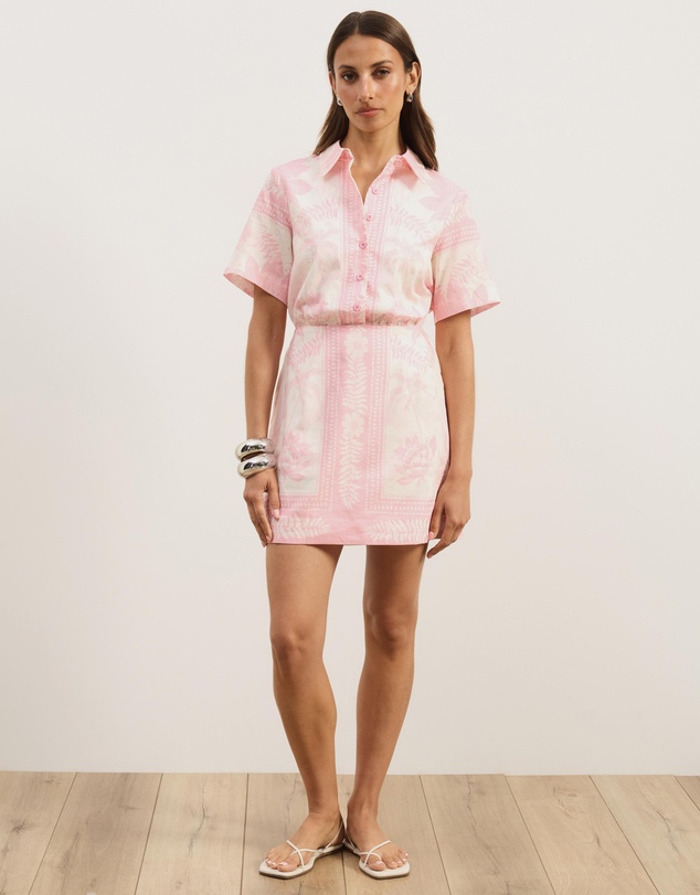Atmos&Here - Remi Linen Blend Mini Shirt Dress