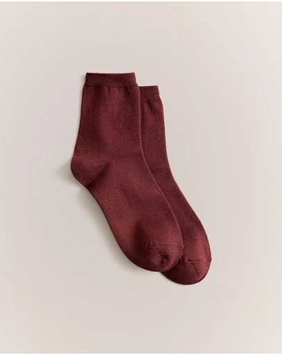 Trenery - Metallic Rib Crew Sock in Auburn