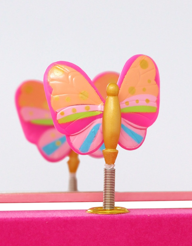 Pink Poppy - Rainbow Butterfly Large Music Box