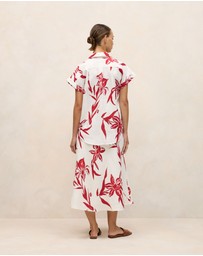 Trenery - Wild Iris Linen Cap Sleeve Shirt in White