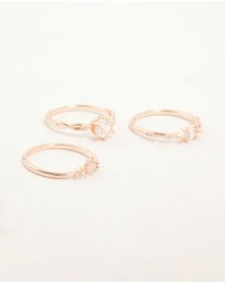 Lovisa - Rose Gold Plated Cubic Zirconia Stacking Rings 3-Pack
