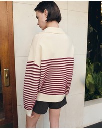 M.N.G - Striped Polo-Neck Sweater