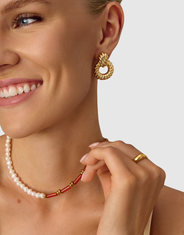 Nialaya Jewellery - Twisted Rope Earrings in Gold