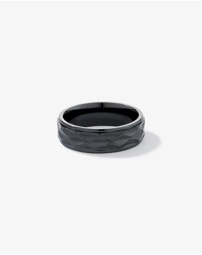 Michael Hill - 7mm Patterned Wedding Band in Black Titanium