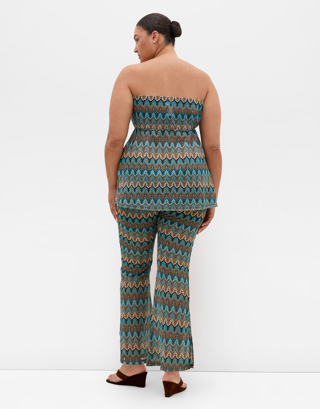 City Chic - Plus size Breeze Print Strapless Top - blue multi