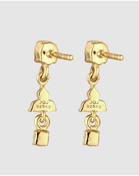 Elli Jewelry - Earrings Women Stud White Crystals 925 Sterling Silver Gold Plated