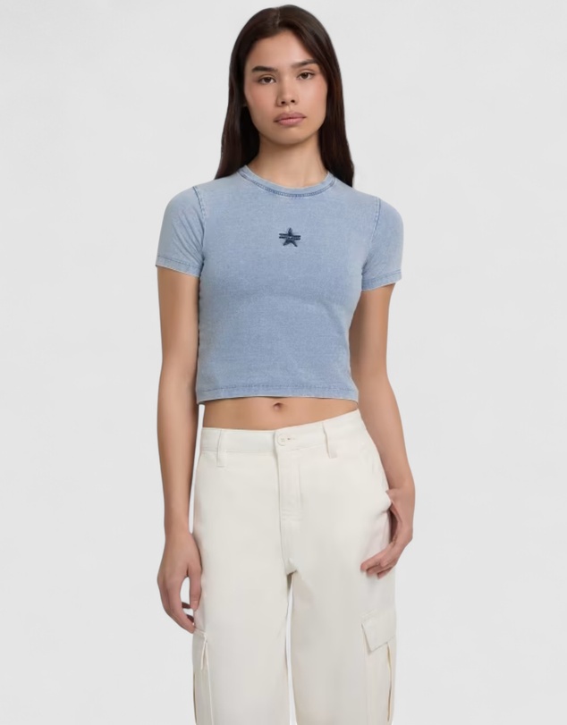 GUESS - GUESS JEANS Crew Neck Star Crop T-Shirt