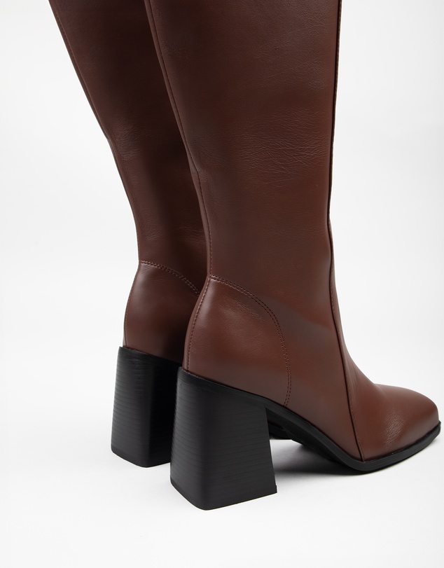 RAID - Sterling high block heeled knee boots in Brown