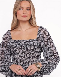 Petal & Pup - Faith Long Sleeve Maxi Dress - Black Floral