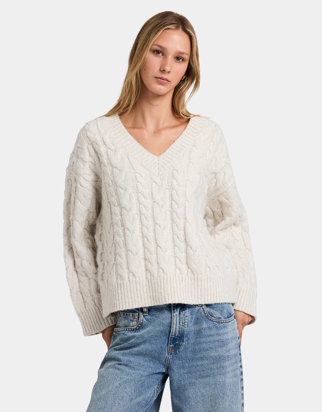 RVCA - Womens Cable V Neck Sweater