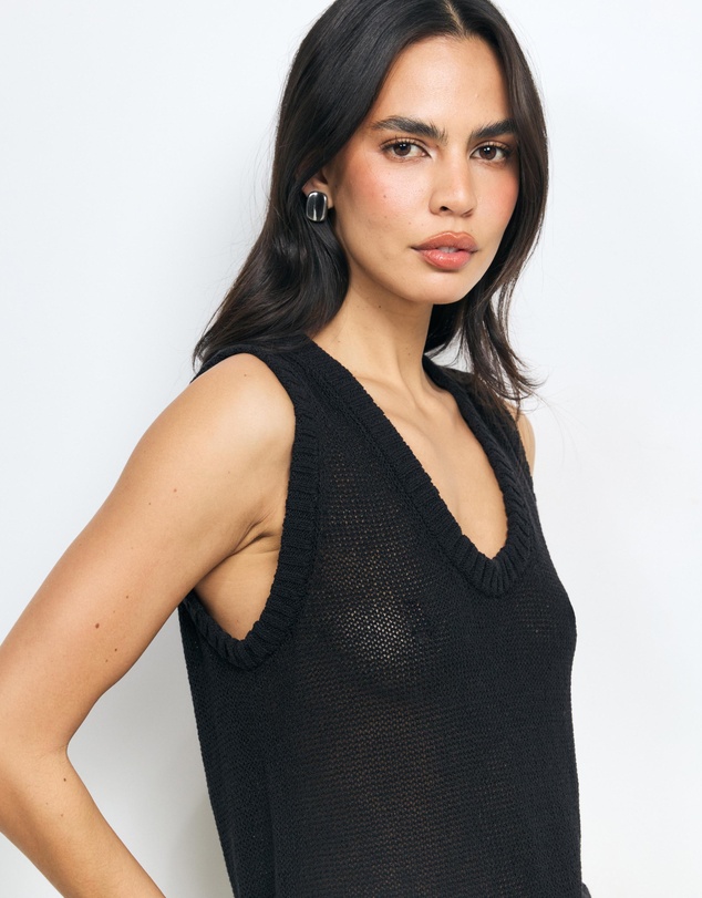 AERE - Lori Textured Organic Cotton Knit Vest
