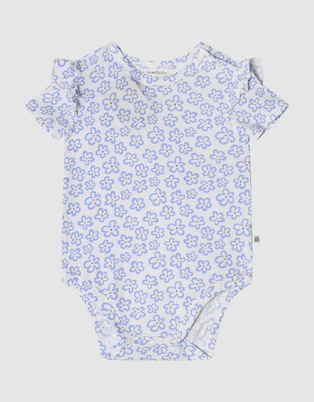 Kynd Baby - Frill Short Sleeve Bodysuit in Hibiscus Blue