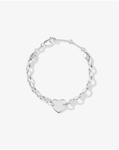 Michael Hill - Heart Disc Oval Belcher Bracelet in Sterling Silver