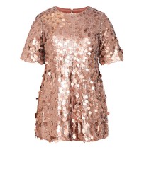 City Chic - Plus size Adorn Sequin Mini Dress - bronze