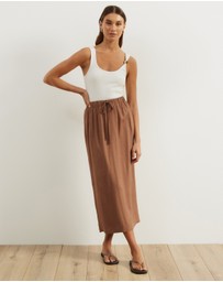 Atmos&Here - Tenley Linen Blend Midi Skirt