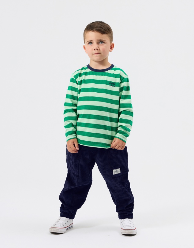 Goldie + Ace - Essential Stripe Logo LS Top - Babies-Kids