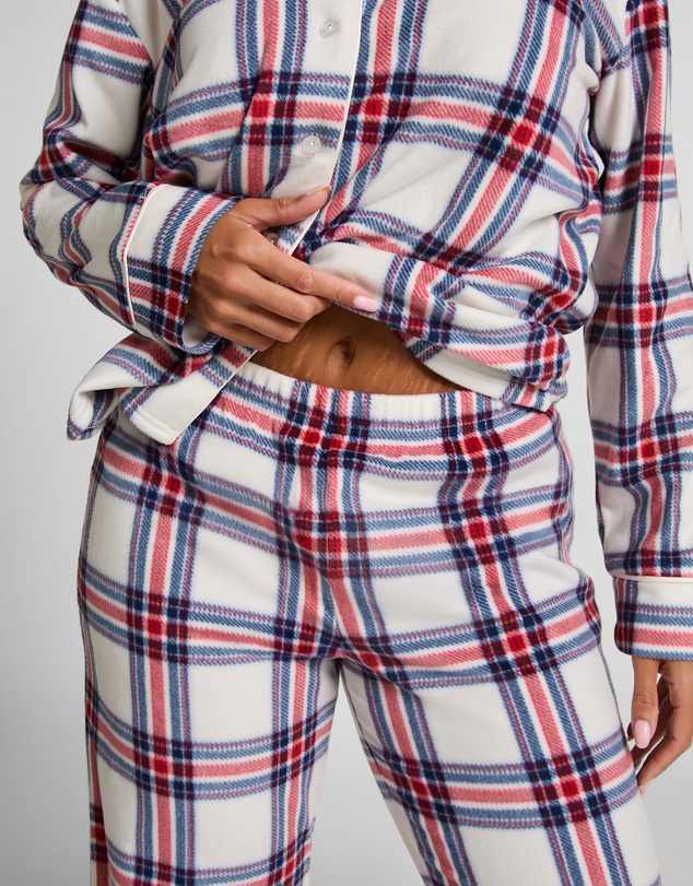 Hunkemoller - Long Sleeve Polar Fleece Check PJ Set